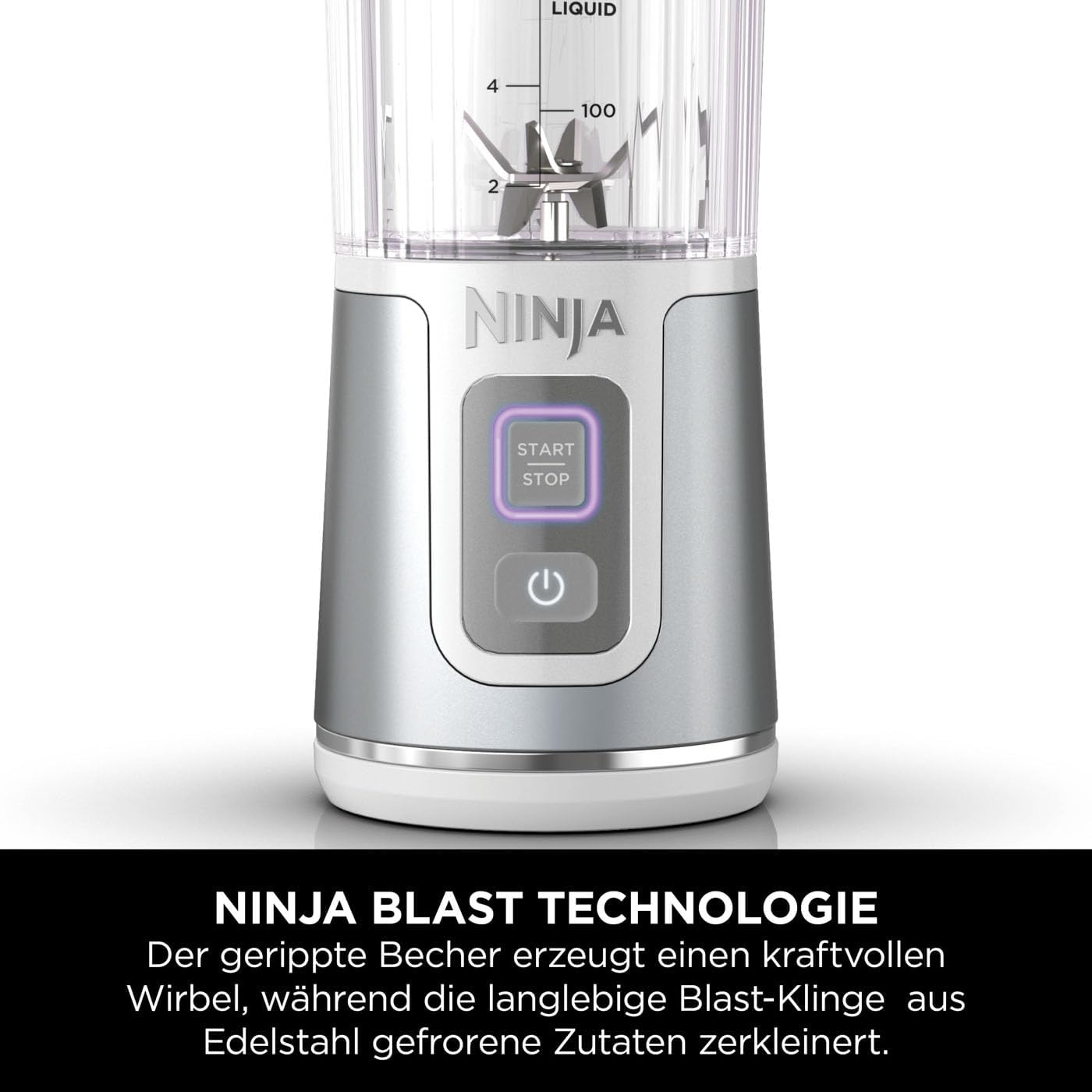 Ninja Blast Frullatore Portatile / Frullatore a Immersione / Frullatore per Smoothie, Tazza da 530 ml, Coperchio a Prova di Perdite, Mini Frullatore Potente, Senza Fili e Ricaricabile, Trita Ghiaccio e Frutta, Nero, BC151EUBK
