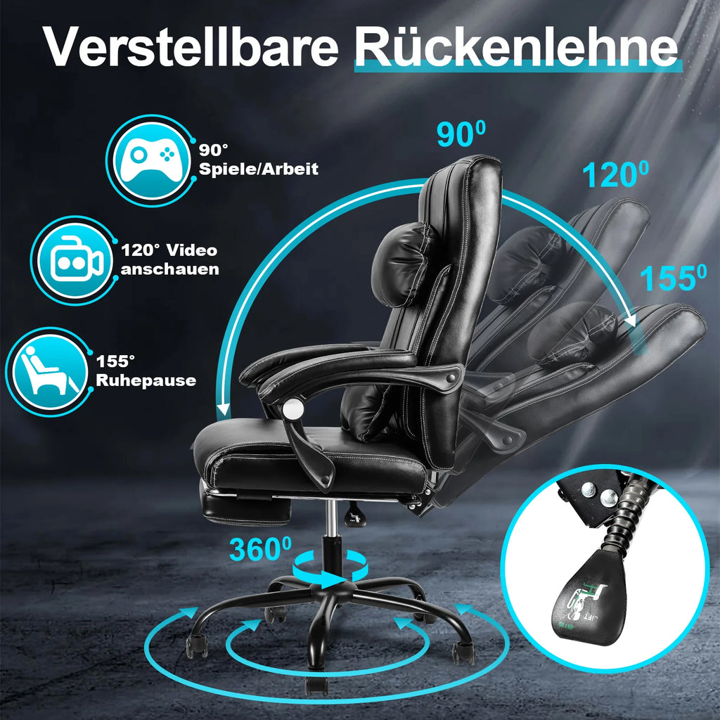 Sonnewelt Drehstuhl Hhenverstellbar Bürostuhl 360° frei Drehbar mit Lendenkissen
