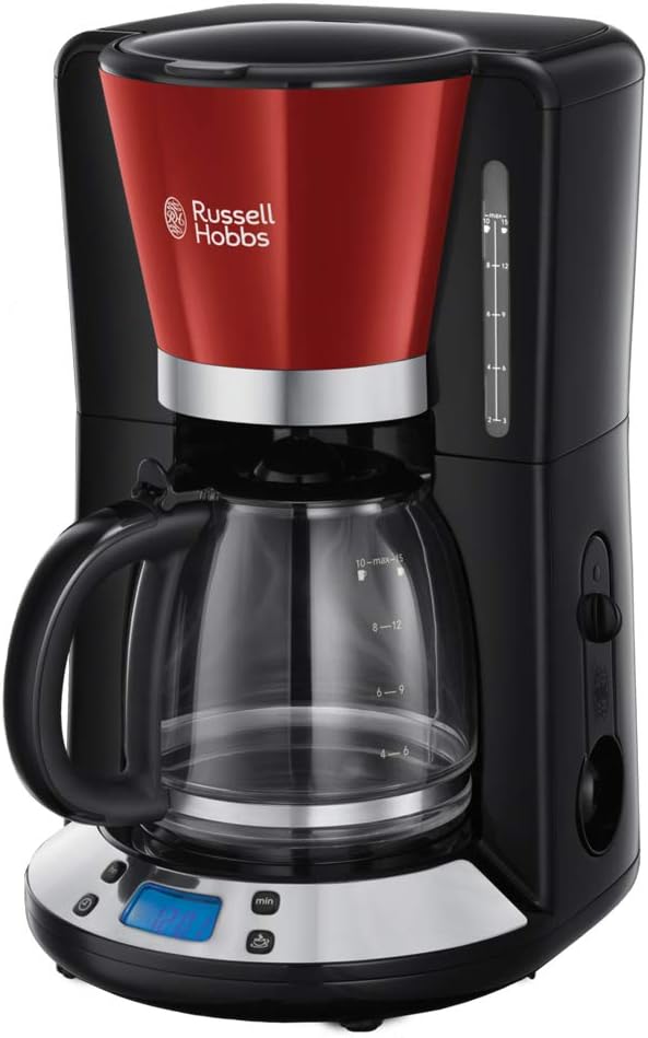 Russell Hobbs Set Colazione Colours+ Rosso: Macchina da caffè [Timer digitale, Doccetta per estrazione e aroma ottimali] 24031-56 + Bollitore [1,7l, 2400W] 20412-70 + Tostapane [per 2 fette] 26554-56