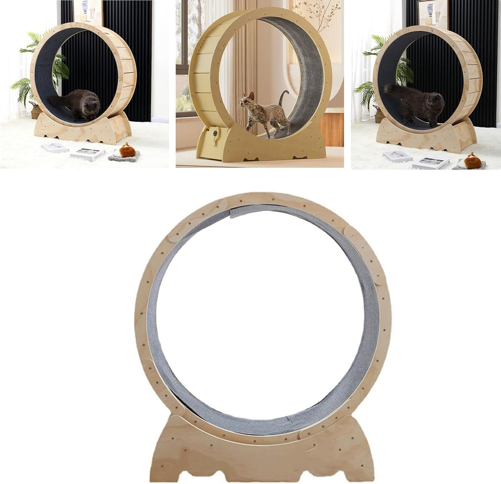 Roadoor 111,8 cm großes Katzen-Laufrad für Indoor-Katzen, Laufband zum Kratzen mit natürlicher Holzfarbe, Laufrad, Kratzbaum Karton für Katzenunterhaltung