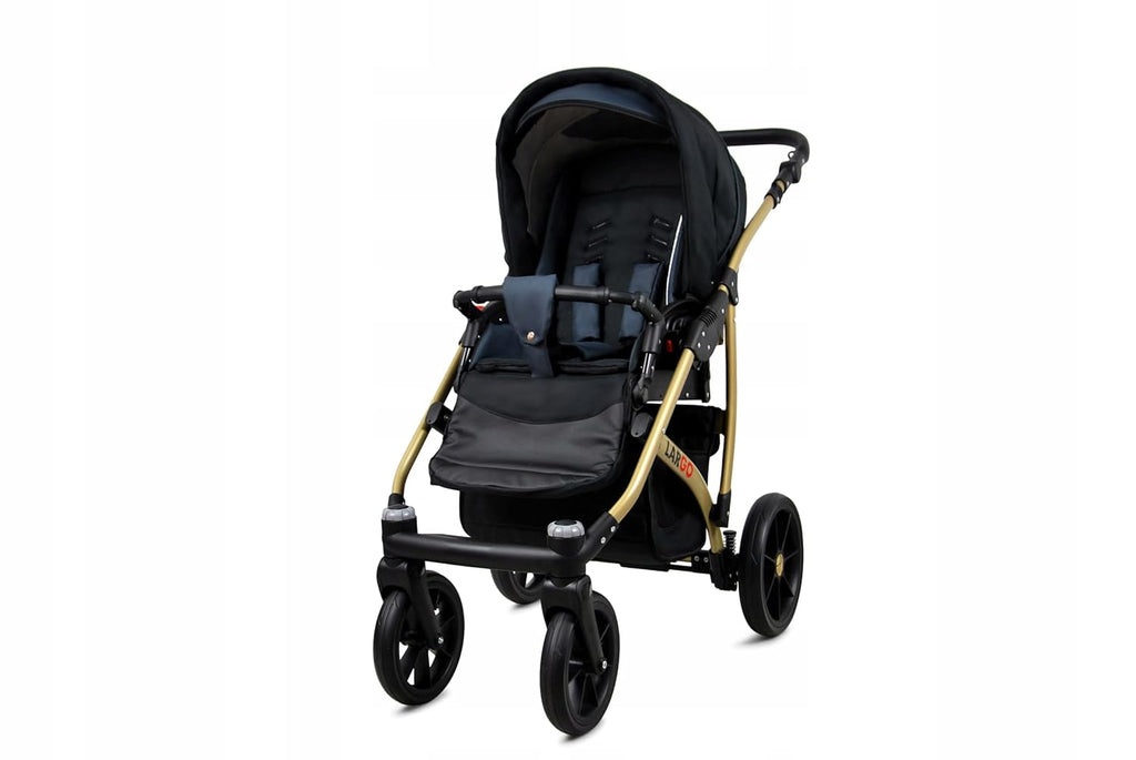 BabyLux Largo 2-in-1 Baby Kinderwagen Tief und Kinderwagen mit Zubehör Verstellbar und faltbar Aluminiumkonstruktion Wasserdicht Nicht abnehmbare Räder Brown Cream White Frame