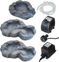 Fontana solare da giardino Bachlauf QUELLBACH II con luce LED/sistema ibrido, FONTANA ORNAMENTALE a 230V, BAGNO PER UCCELLI, CASCATA, LAMPADA DA GIARDINO, POMPA PER STAGNO - GIOCO D'ACQUA per giardino, laghetto da giardino, laghetto