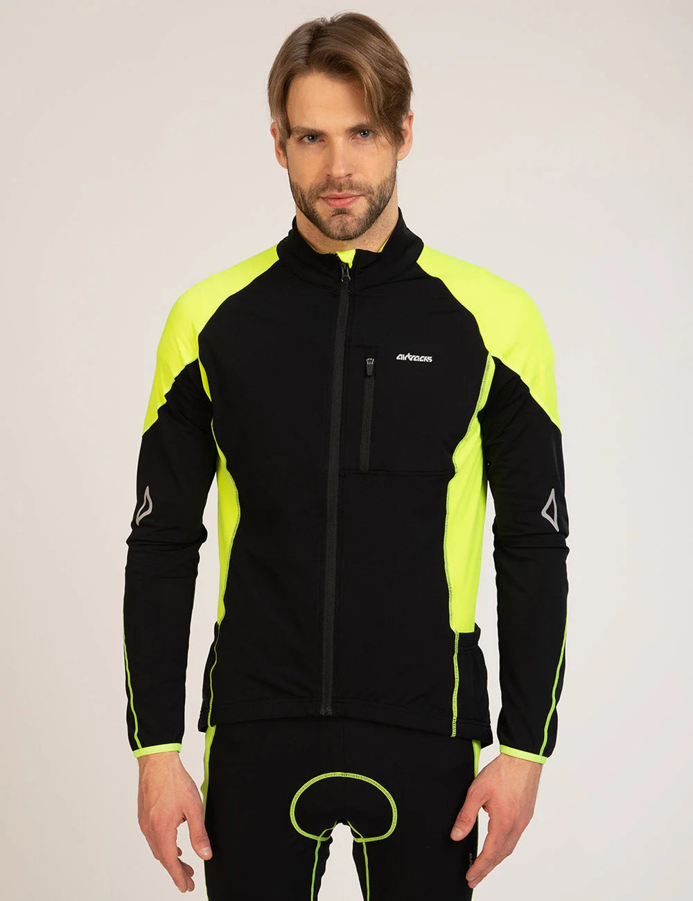 Herren Thermo Fahrradtrikot Pro-T Schwarz-Neon Setprodukt