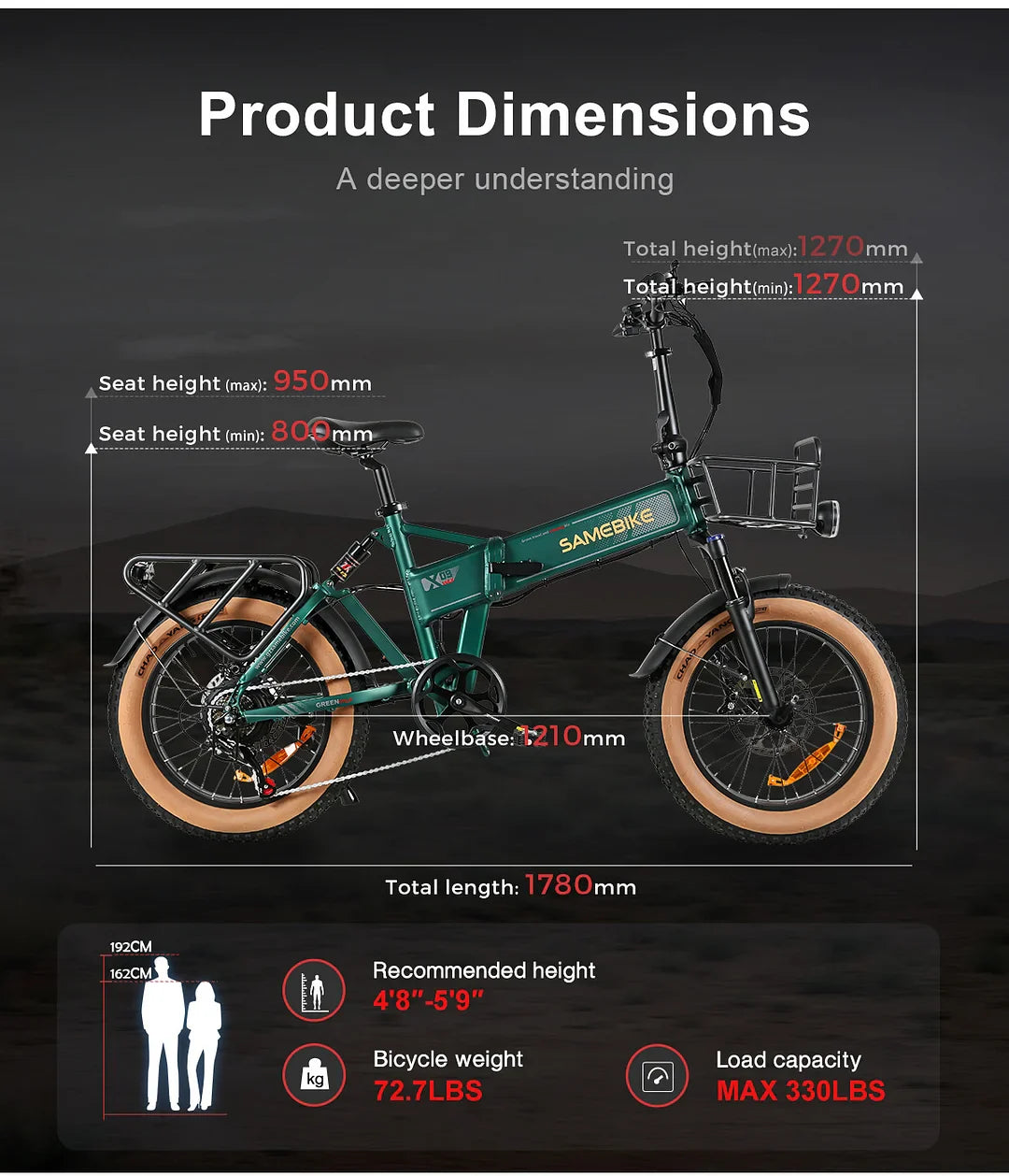 SAMEBIKE XWLX09-II Motore 1000W, 48V 15Ah, 50 km/h, Ebike da montagna