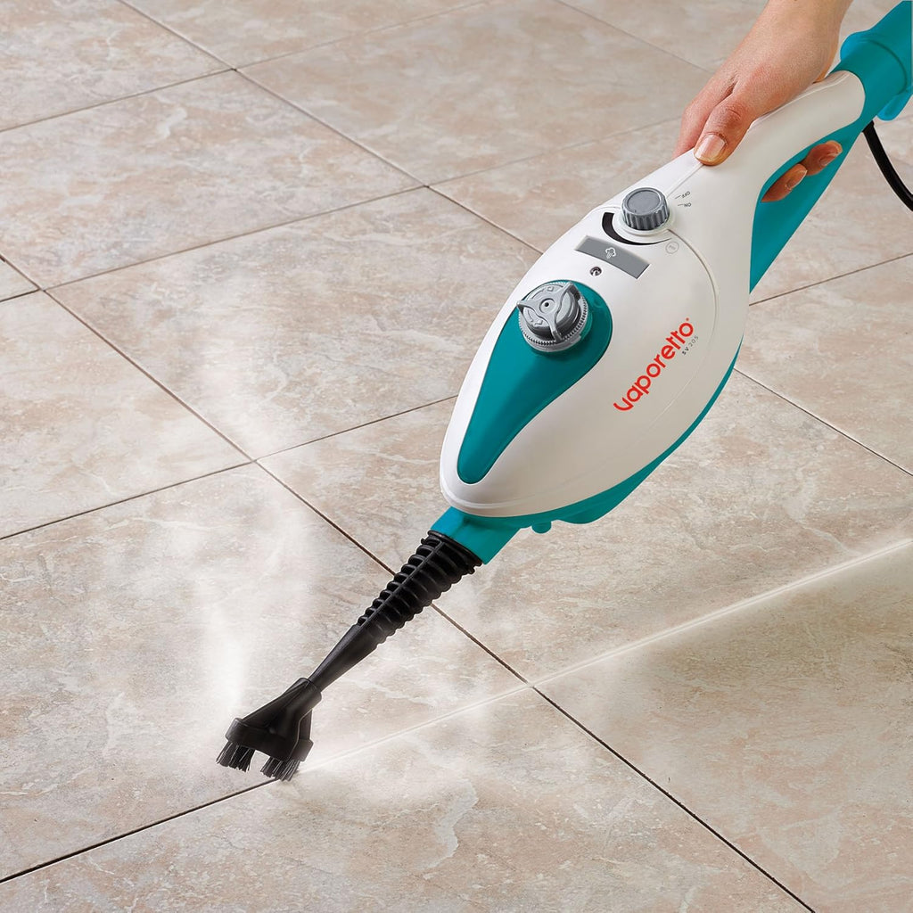 Polti PTEU0292 Vaporetto SV240 Scopa a vapore con pulitore a vapore integrato, uccide ed elimina il 99,9%* di virus, germi e batteri, Bianco/Verde