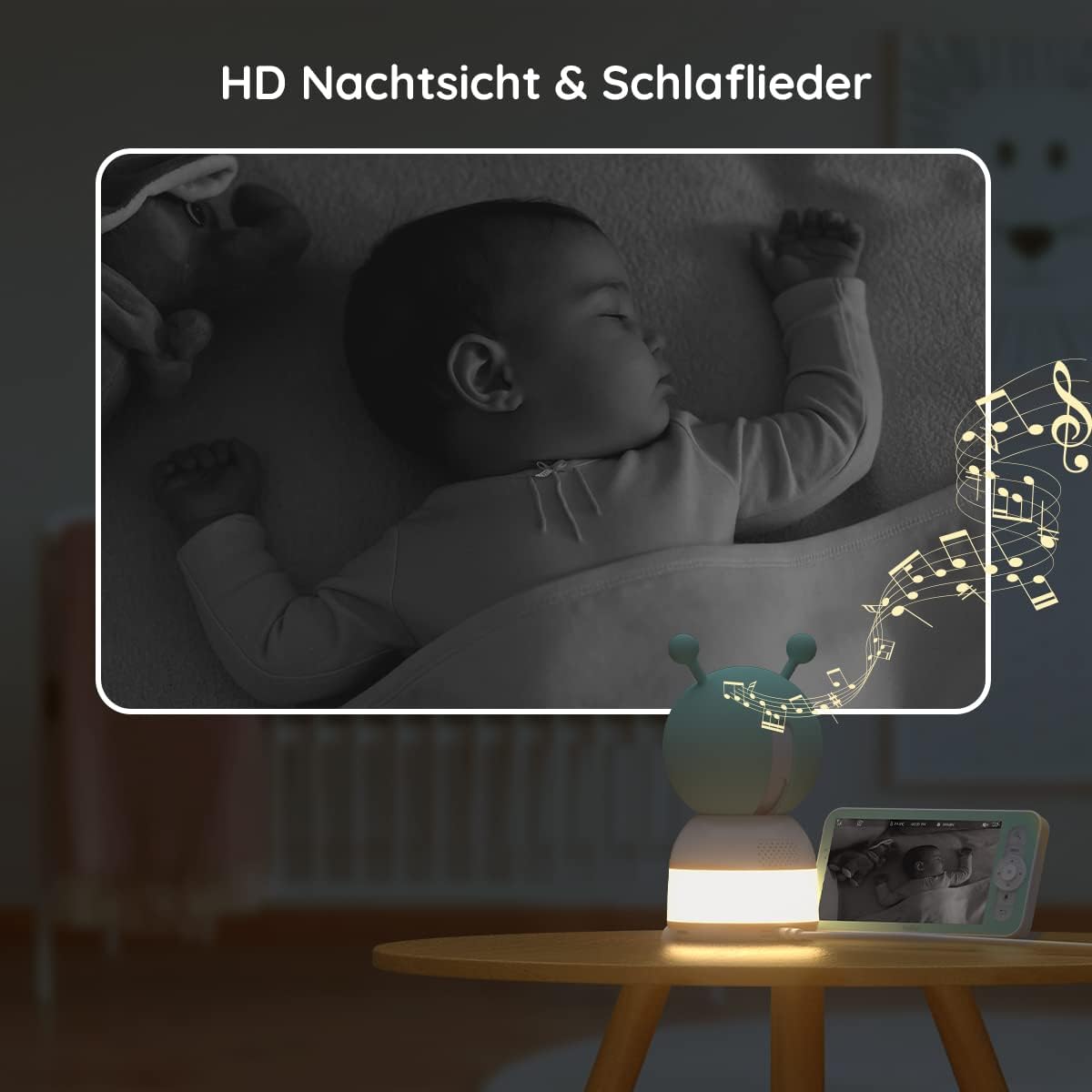 BOIFUN Babyphone mit 2 Kamera App, 2K HD Bild, PTZ 355°/60°, 4×Zoom, Automatische Verfolgung, Weinen/Bewegungs/Geräuscherkennung, Temperatur und Feuchtigkeitsmessung