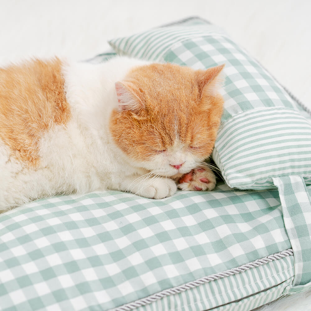 PetComfort – Waschbares Bett für Hunde und Katzen mit Karokissen