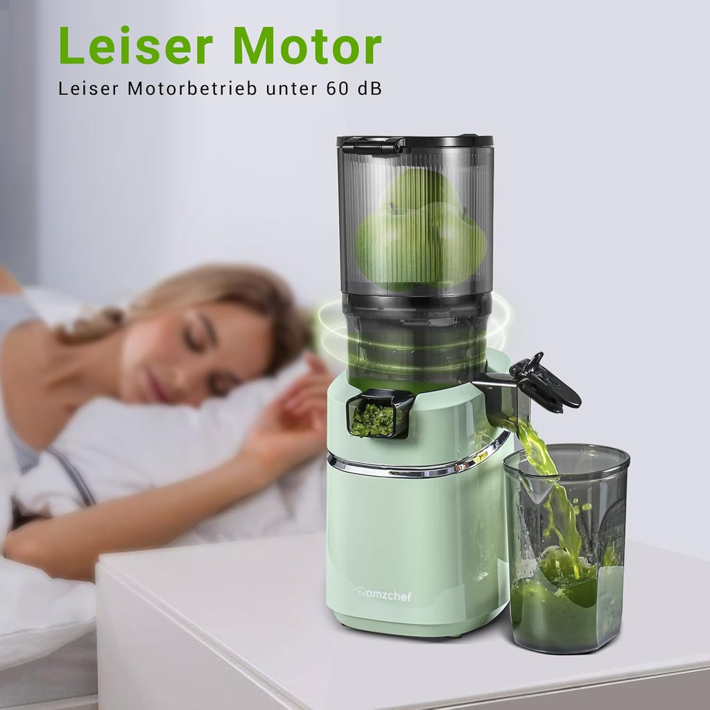 AMZCHEF Estrattore di Succo Automatico Tutto in Uno, Apertura da 135MM e Spremiagrumi da 1,8L per Frutta e Verdura, Estrattore di Succo Lento 250W Vincitore del Test con Triplo Filtro - Nero