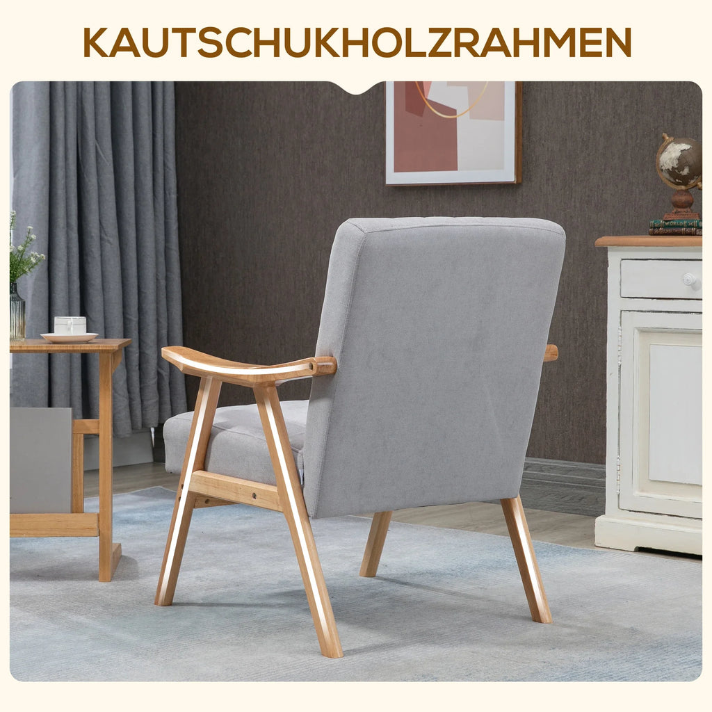 HOMCOM Sedia Imbottita Design Scandi extra confortevole Velluto Grigio Chiaro