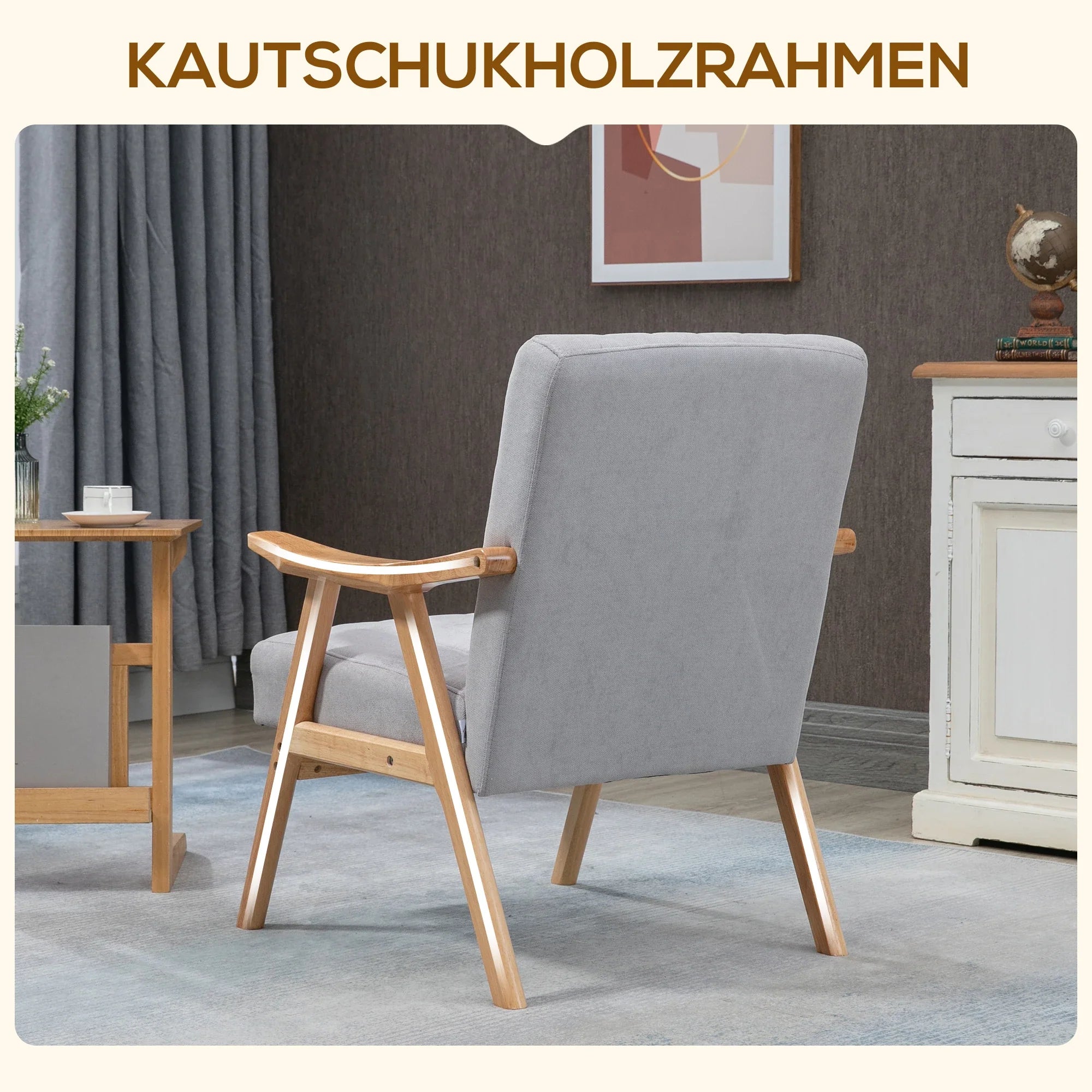 HOMCOM Sedia Imbottita Design Scandi extra confortevole Velluto Grigio Chiaro