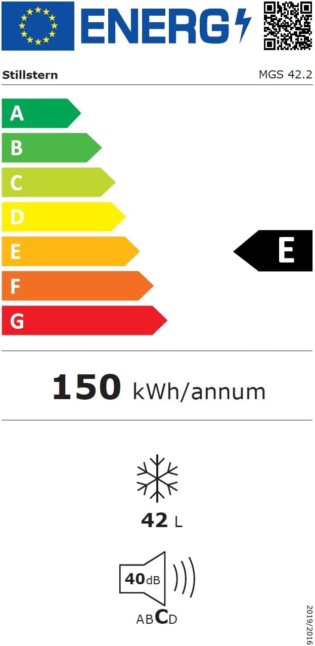 Stillstern Mini Gefrierschrank (42L) -18°C, Eiswürfelschale, Schloss, Türanschlag wechselbar, 4-Sterne Tiefkühlschrank für Camping/Büro Gefriertruhe Klein Gefrierschrank Klein Tiefkühltruhe