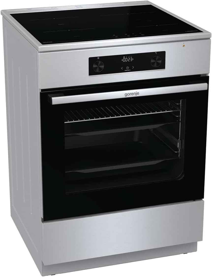 Gorenje GEIT5C61SPG Cucina indipendente con piano cottura a induzione, 50 cm, 70 litri, argento, PerfectGrill, AirFry, FrozenBake, Pizza Mode 300°C, AquaClean, Made in Europe, inox
