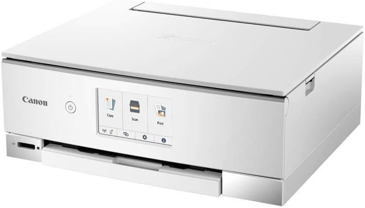 Canon PIXMA TS8351a Stampante multifunzione a getto d'inchiostro a colori DIN A4 (scanner, fotocopiatrice, 4.800 x 1.200 dpi, 6 inchiostri separati, USB, WLAN, AirPrint, stampa fronte/retro, 2 alimentatori carta, 5 GHz), bianco
