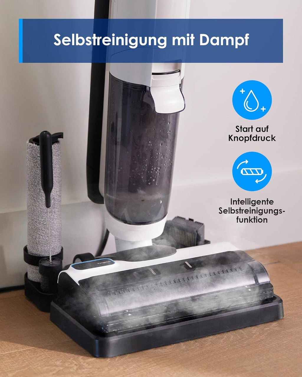 Tineco iFLOOR 5 Steam Lavapavimenti a vapore, vapore ad alta temperatura da 120℃, pulitore a vapore con filo, aspiraliquidi autopulente, lavapavimenti per sporco appiccicoso, residui di cibo
