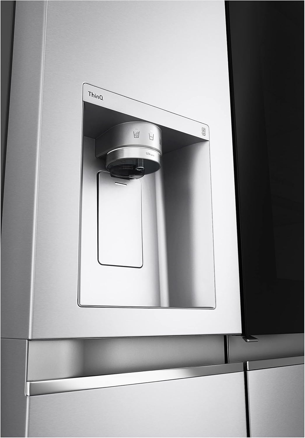 LG GSGV81PYLL Frigorifero Side by Side, Classe E, 635 L, Instaview, Frigorifero con congelatore, Dispenser ghiaccio, ghiaccio tritato, acqua, Total NoFrost, Smart Inverter Compressor, Wi-Fi