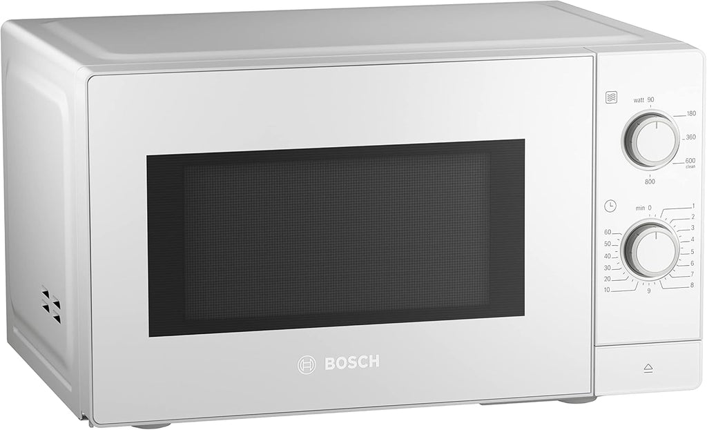 Bosch FFL023MS2 Serie 2 Microonde, 26 x 44 cm, 800 W, Piatto girevole 27 cm, Cerniera porta a sinistra, AutoPilot 7 Programmi automatici, Supporto per la pulizia, Display LED touch, Acciaio inossidabile