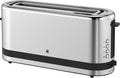 WMF Küchenminis Tostapane a fessura lunga con accessorio scaldabriosche, 2 fette, XXL, funzione bagel, 7 livelli di doratura, 900W, Tostapane acciaio inox opaco