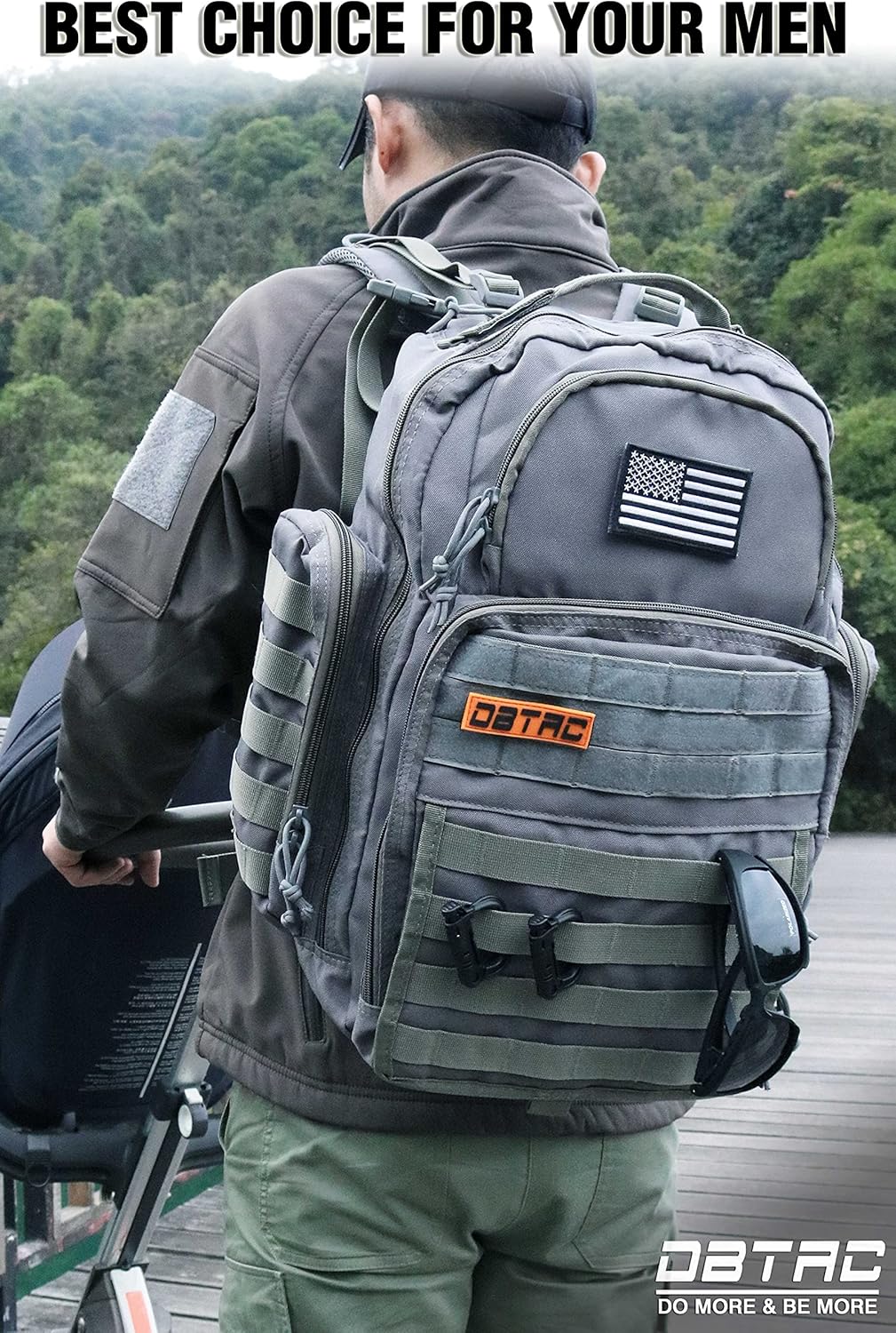 DBTAC Zaino Fasciatoio per Papà, Borsa per Pannolini Grande da Uomo con Materassino per il Cambio, Tasche Isolate + Lavabili, Cinghie per Passeggino, Grigio