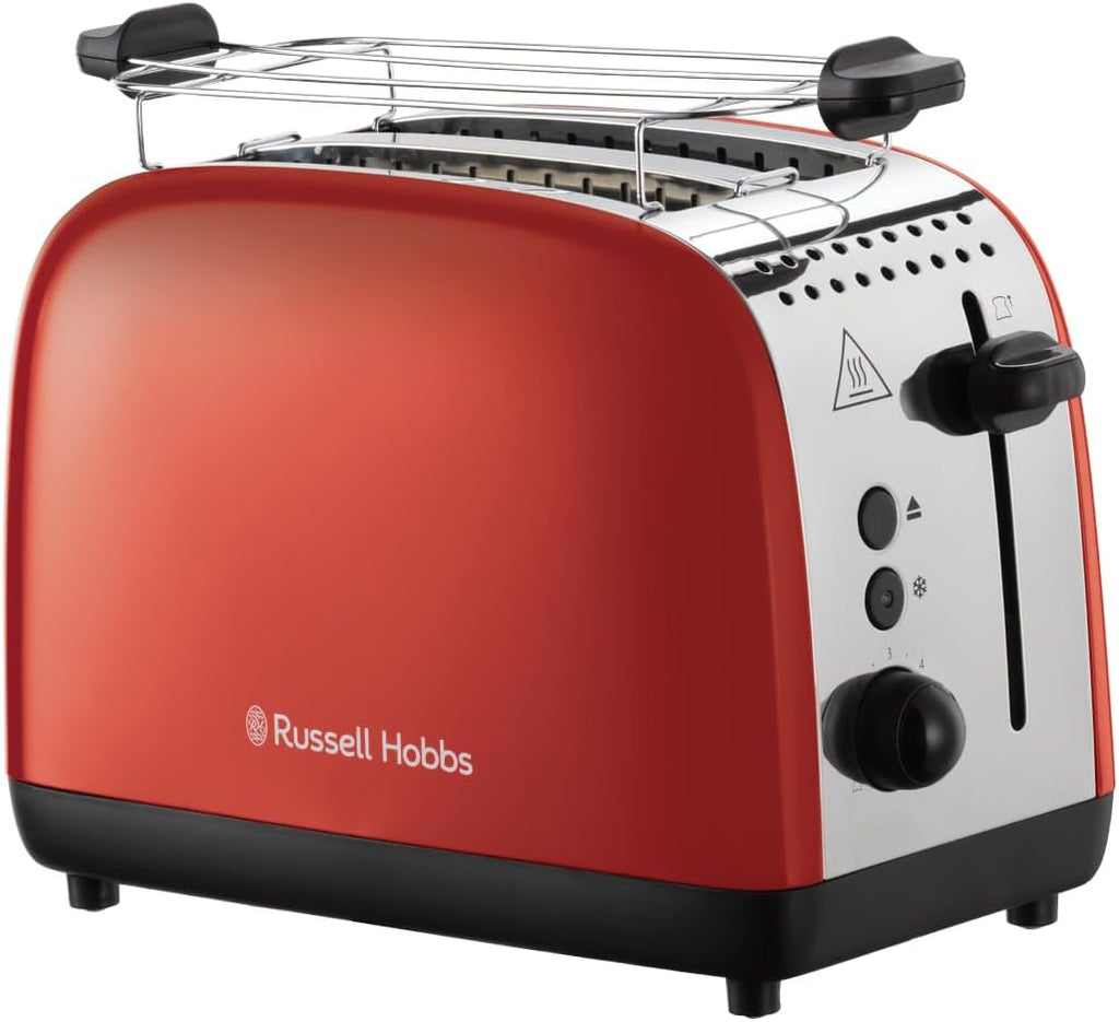 Russell Hobbs Set Colazione Colours+ Rosso: Macchina da caffè [Timer digitale, Doccetta per estrazione e aroma ottimali] 24031-56 + Bollitore [1,7l, 2400W] 20412-70 + Tostapane [per 2 fette] 26554-56