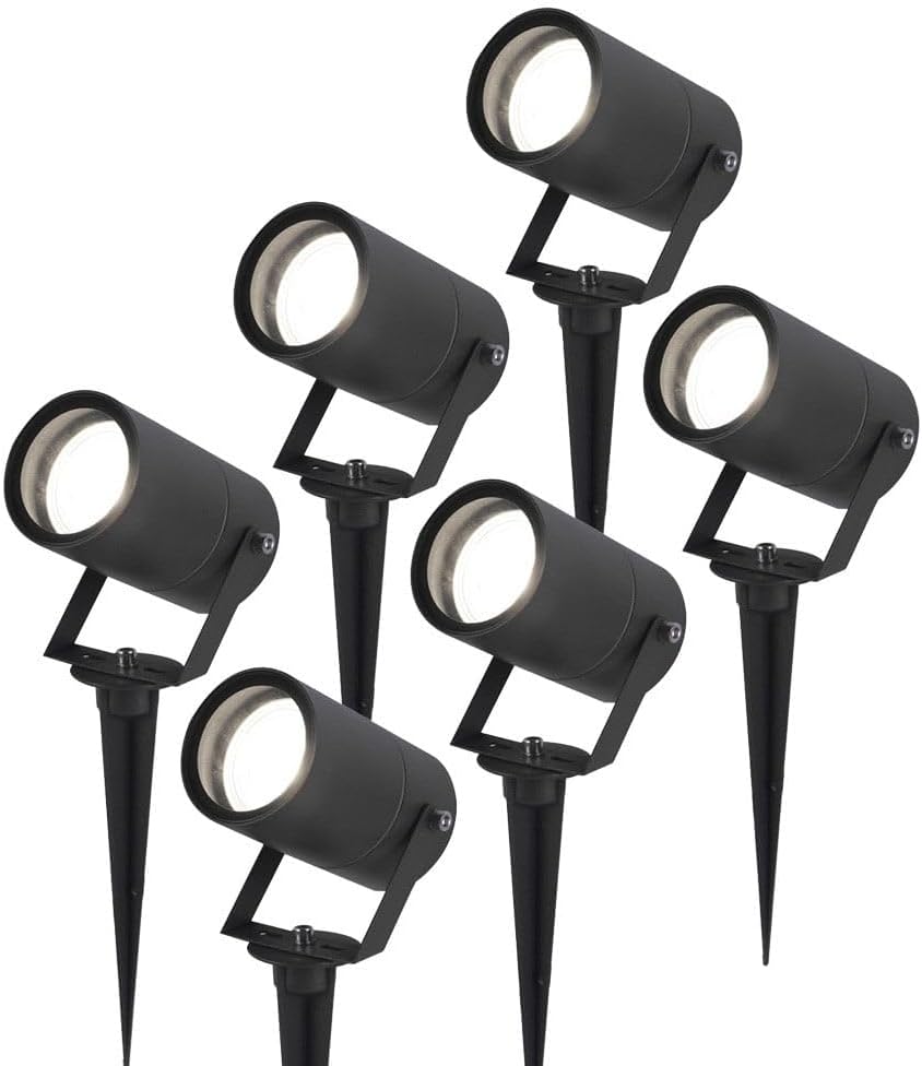 HOFTRONIC - 9er Spikey LED Strahler mit Erdspieß 5 Watt 400lm 2700K Schwarz IP65 wasserdicht Außenlampe für die Beleuchtung von Garten, Terrasse, Pflanzen, Wegen, Teich Außen-Strahler Gartenstrahler