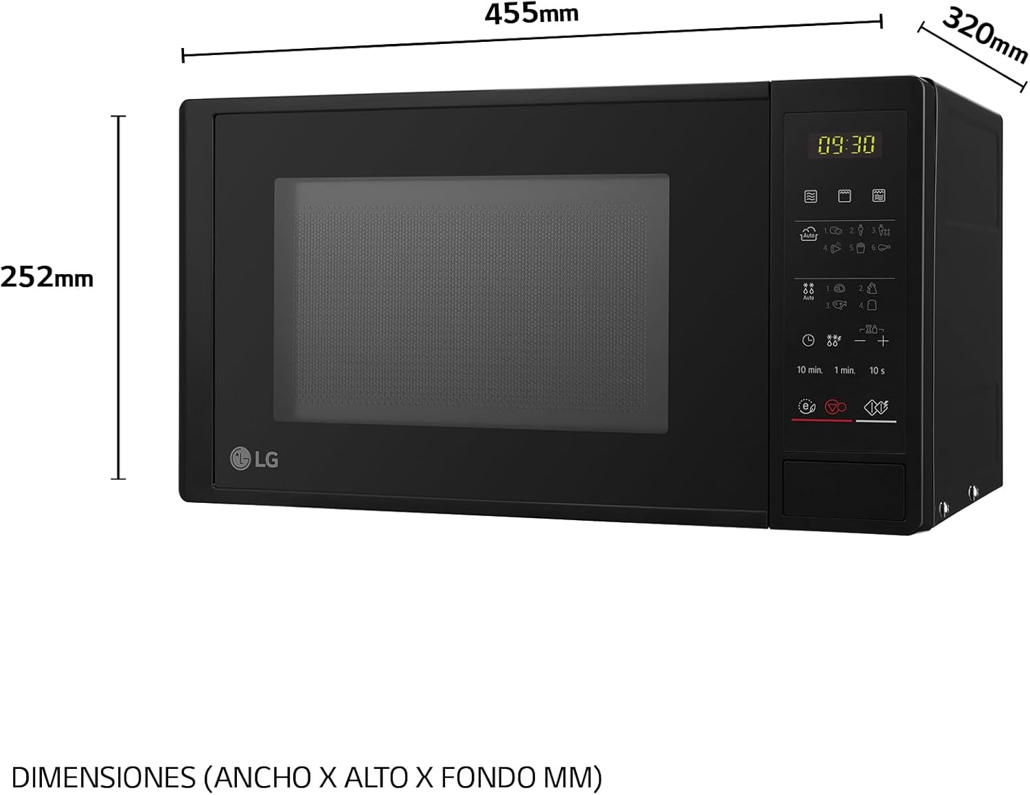 LG mh7265dps – Mikrowelle, Mae: 39,5 x 40,6 x 26,2 cm