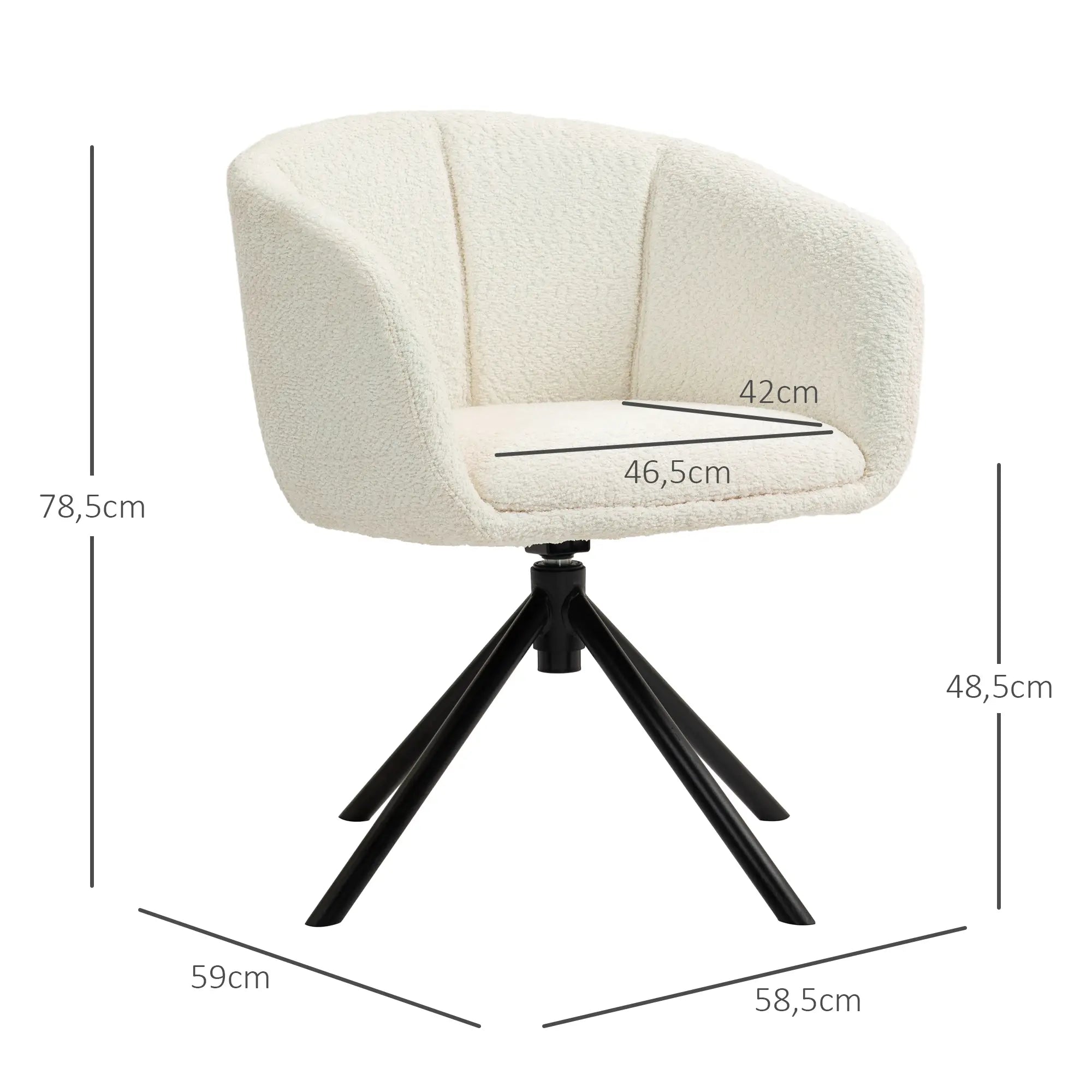 HOMCOM Sedia imbottita girevole con scocca, color crema