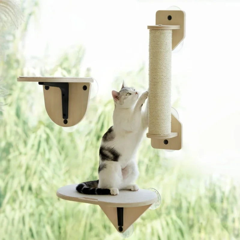 Tiragraffi sospeso moderno in legno – Design elegante per gatti