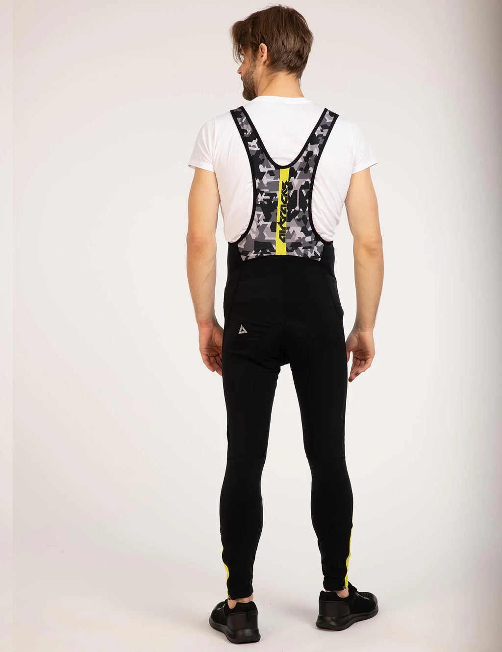 Herren Thermo Fahrradhose Lang Trgerhose Pro Team Schwarz-Neon-Wei Setprodukt