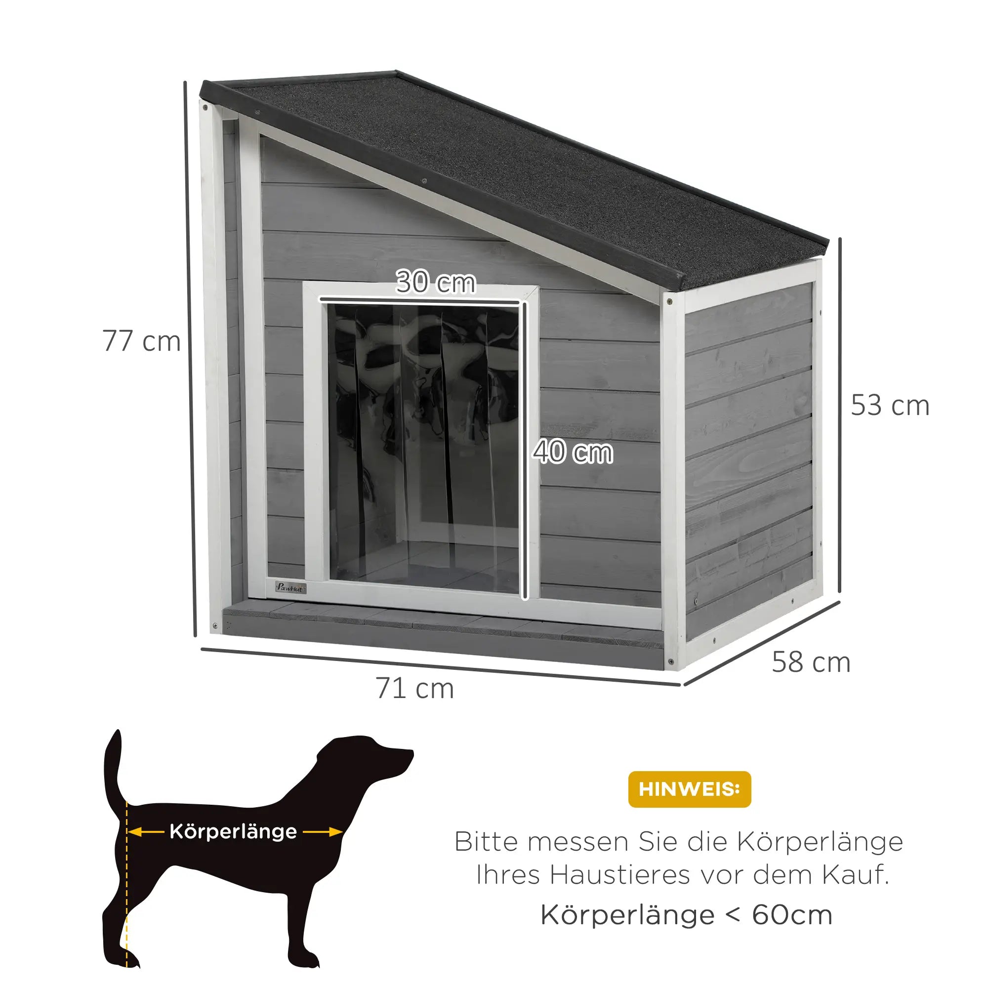 PawHut Cuccia per cani da esterno, tetto apribile, resistente alle intemperie, legno di abete