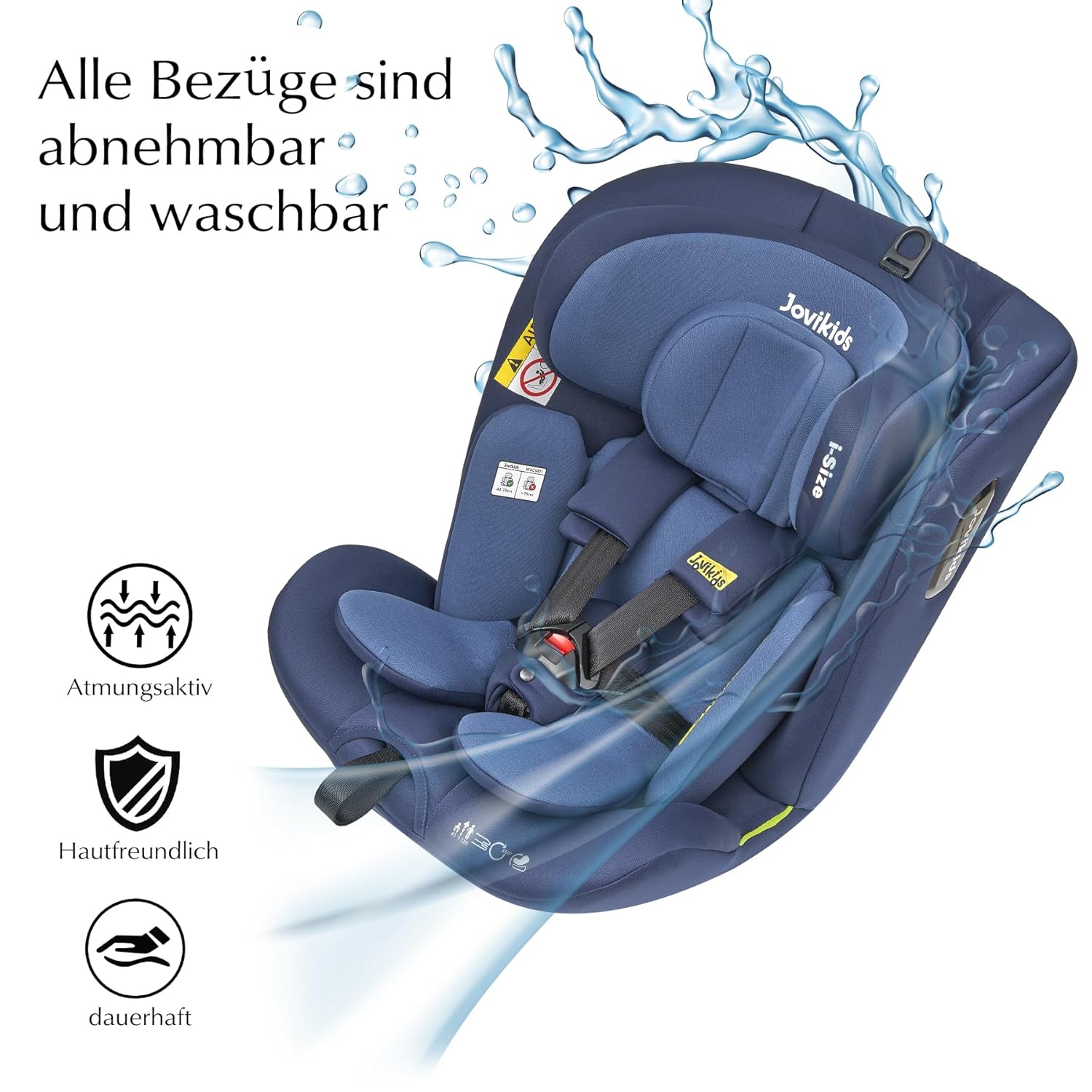 Jovikids 360° Drehbar Kindersitz mit ISOFIX und Ruheposition, i-Size(ECE R129) 40-150cm(0-36kg) Reboarder Baby Autositz, ab Geburt -12 Jahre (schwarz)