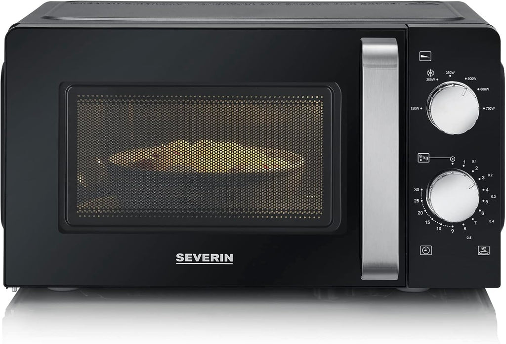SEVERIN Forno a microonde Solo, Forno a microonde per scongelare e riscaldare, Microonde con piatto girevole per una distribuzione uniforme del calore, nero, MW 7886