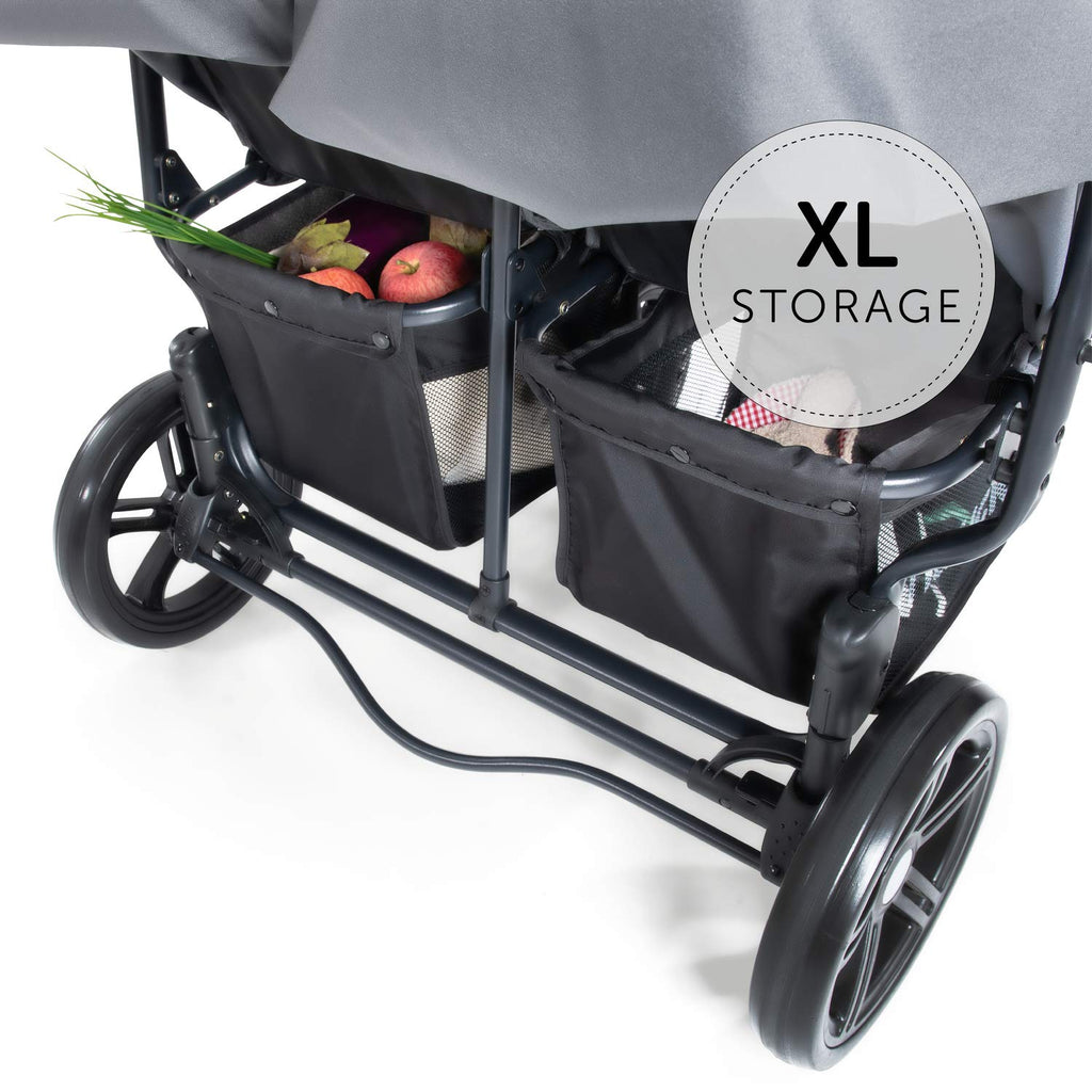 hauck Passeggino Gemellare Roadster Duo SLX, da 0 Mesi fino a 15 kg (circa 3 Anni), con Posizione Nanna, Cestino XL, Chiusura Facile e Compatta, Ruote Grandi (Grigio/Argento)