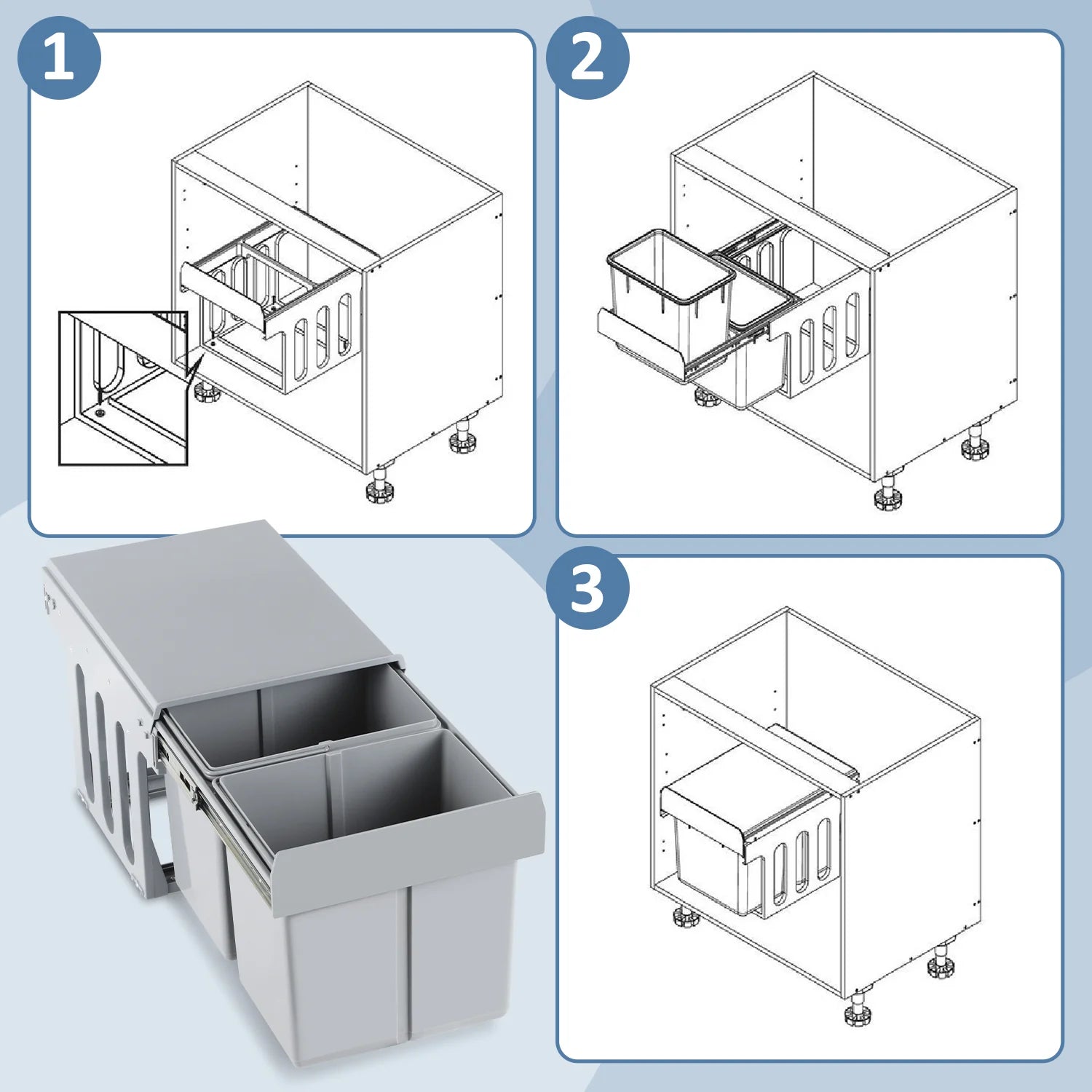 Sonnewelt Mülleimer Abfalleimer Einbau 30L Schrank