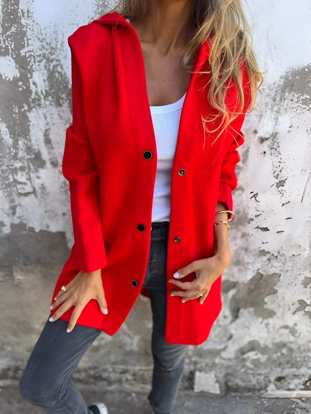 Cardigan con cappuccio casual da donna