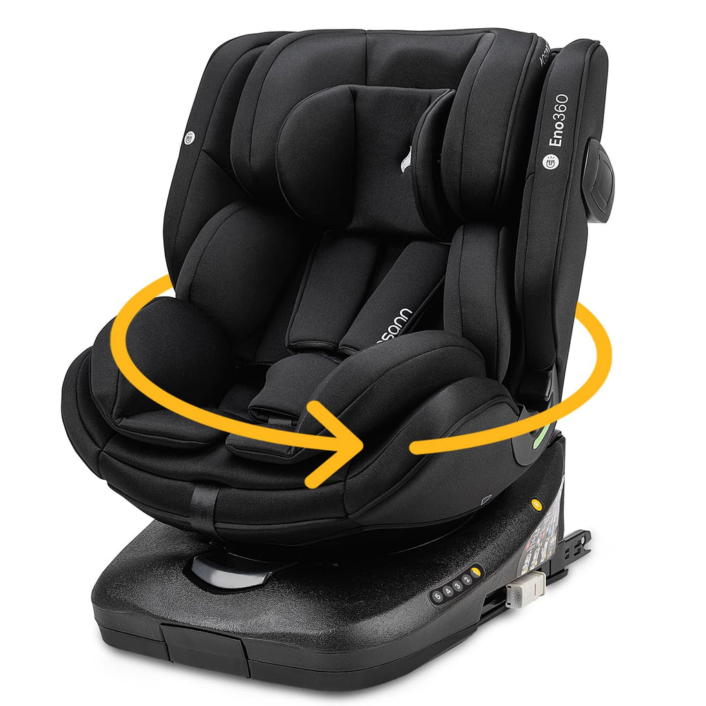Osann Eno360 i-Size, seggiolino auto girevole 40-150 cm, reboarder con Isofix, seggiolino auto per bambini – Grigio Scuro Melange