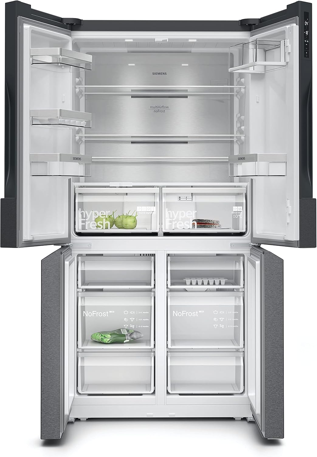 Frigorifero Multic дверный SIEMENS KF96NVPEA iQ300, 183 x 91 cm, 405 L di refrigerazione e 200 L di congelamento, hyperFresh per una freschezza più duratura, noFrost per non sbrinare mai più, superCooling per un raffreddamento più rapido