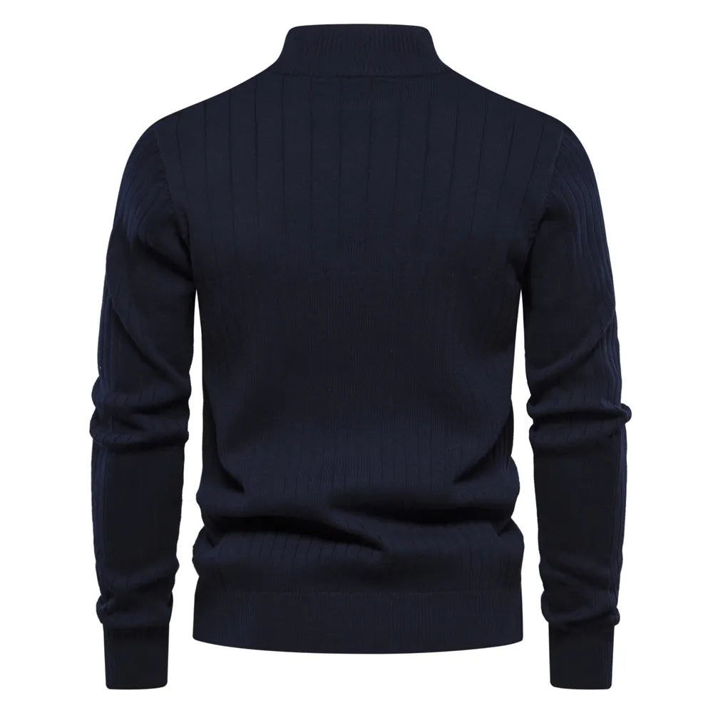 Strickpullover mit mittlerem Kragen und Reiverschluss für Herren