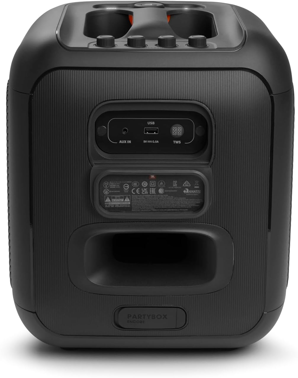 JBL PartyBox Encore – Altoparlante portatile per feste da interno e da esterno – Con luci integrate, design IPX4 e bassi profondi – 10 ore di autonomia – Nero