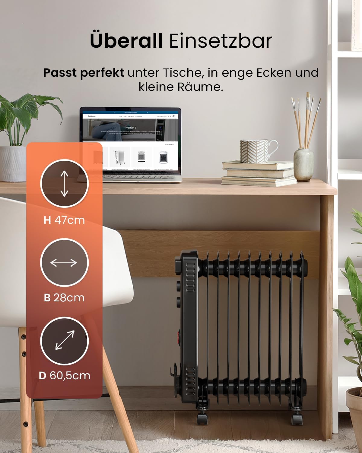 Pro Breeze Radiatore a Olio 2500W con 11 Elementi Riscaldanti, Stufetta Elettrica, Timer 24h, Termosifone Elettrico a Basso Consumo, 3 Livelli di Potenza, Termostato Regolabile e Funzione di Spegnimento di Sicurezza