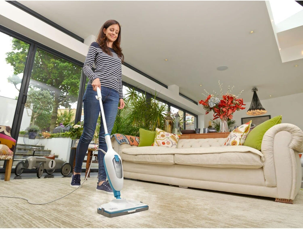 Black+Decker FSMH13E10-QS Scopa a Vapore 10-in-1 Steam Mop Deluxe (1300W, Pulitore a Vapore per Igiene e Pulizia, Ampio Set di Accessori + Generatore di Vapore Portatile Rimovibile, Facile da Usare)