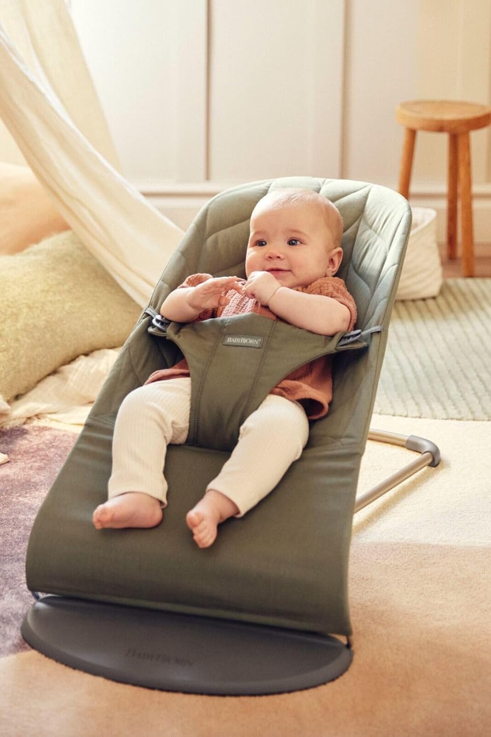 BabyBjörn Sdraietta Bliss, Tessuto trapuntato a petalo, Grigio Sabbia