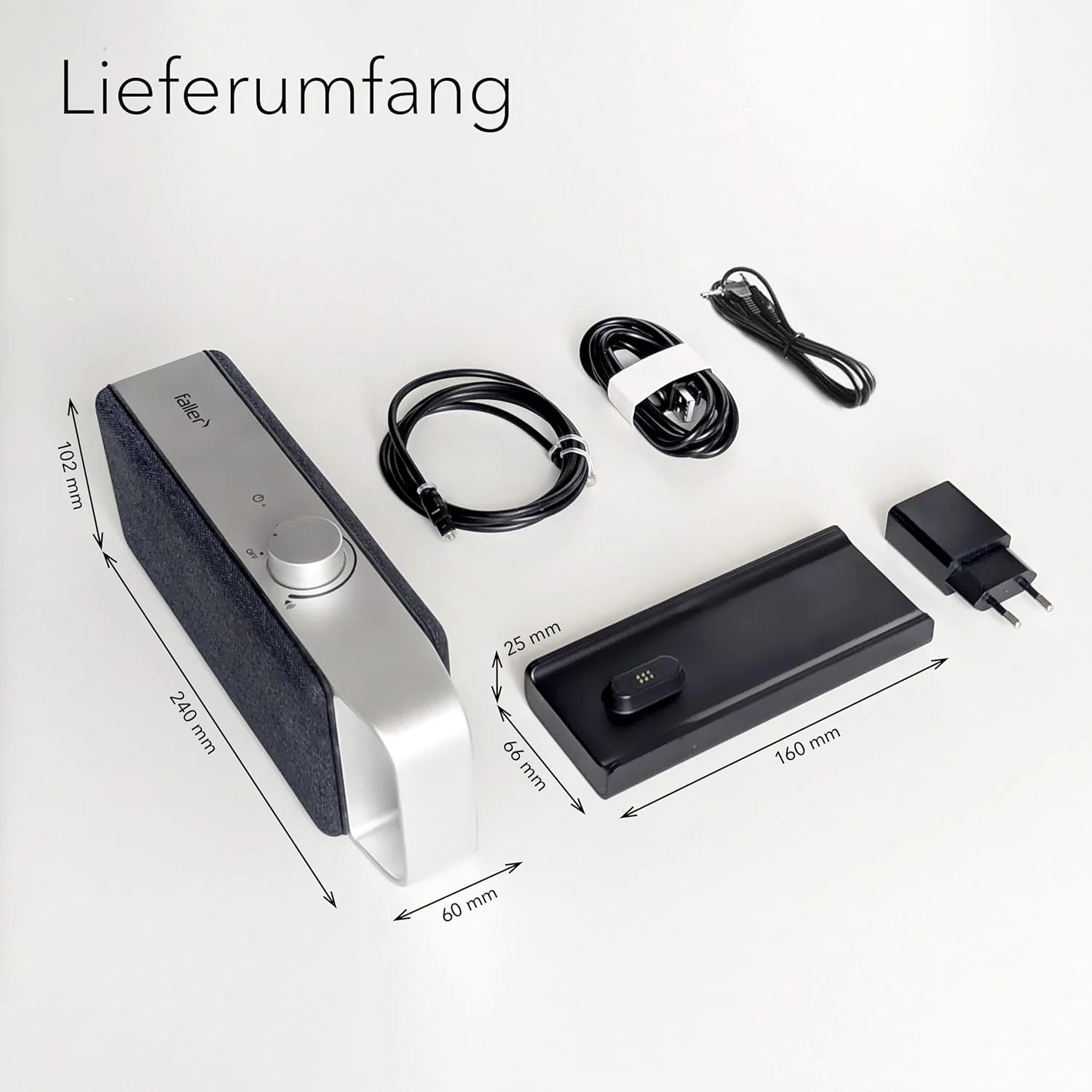 faller Oskar altoparlante/soundbar TV con Clear Voice (portatile, senza fili, facile da usare, corpo in alluminio)