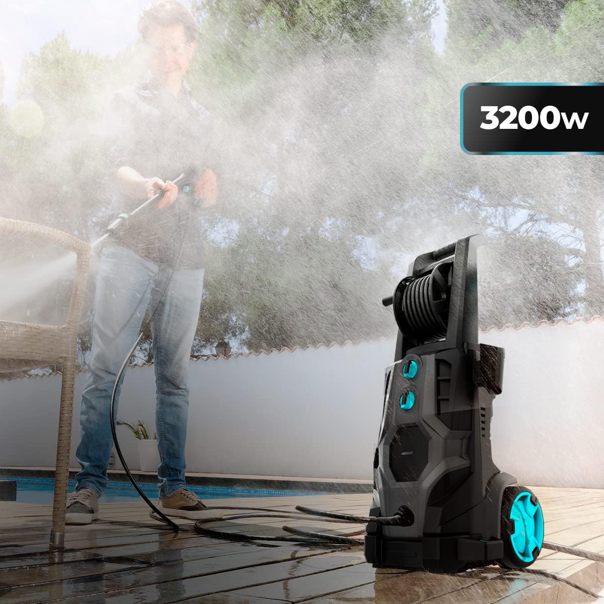 Idropulitrice Cecotec HydroBoost 2400 AdvanceClean, 2400 W, per casa, giardino o auto, portata 480 l/h, pressione 180 bar, pompa in alluminio, raggio d'azione 14 m, multicolore