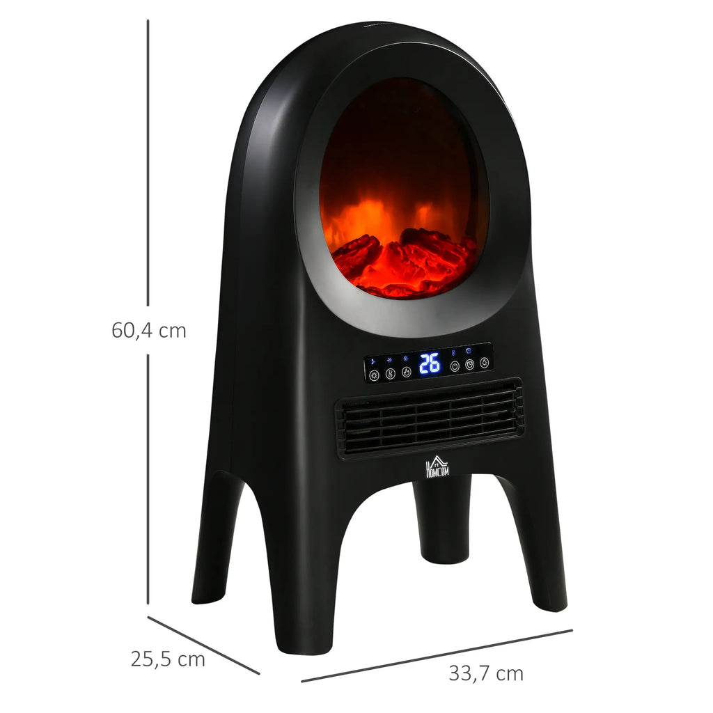 HOMCOM Stufa Elettrica Termoventilatore Effetto Fiamma a LED Telecomando