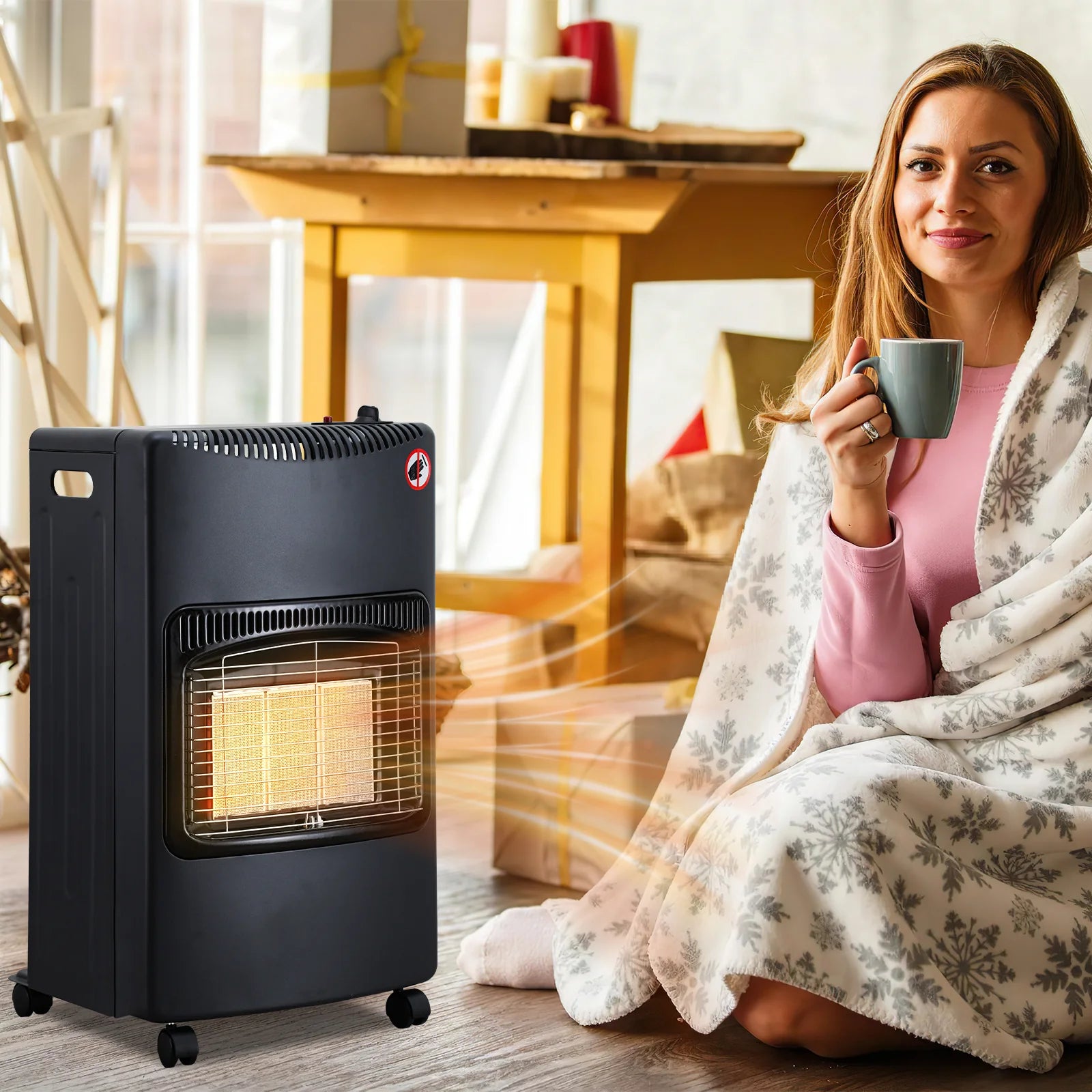 Sonnewelt Gasheizofen Gasheizer Keramik 4,2 KW mit Gasdruckregler
