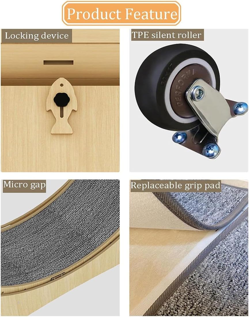 Ruota da corsa per gatti di grandi dimensioni per gatti da interno, tapis roulant graffiante con colore del legno naturale, ruota da corsa, tiragraffi in cartone per l'intrattenimento del gatto, rosa-S