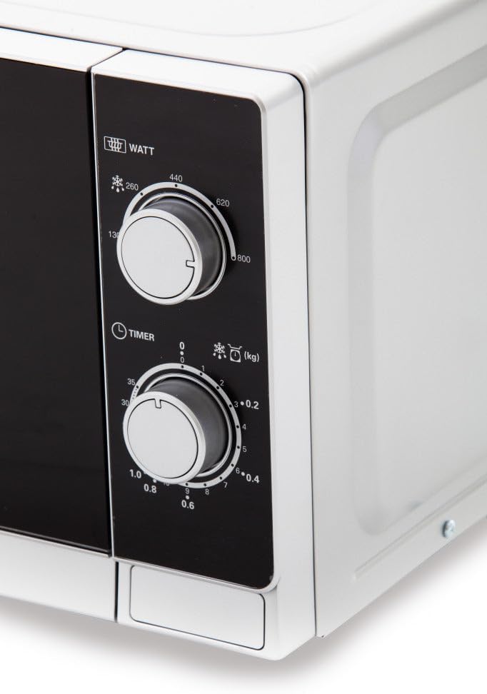 Sharp R200INW Forno a Microonde Solo / 20 L / 800 W / 5 livelli di potenza / Timer da 35 minuti a 00 secondi / Scongelamento con controllo del peso / Modalità risparmio energetico / Piatto girevole in vetro (25,5 cm) / argento