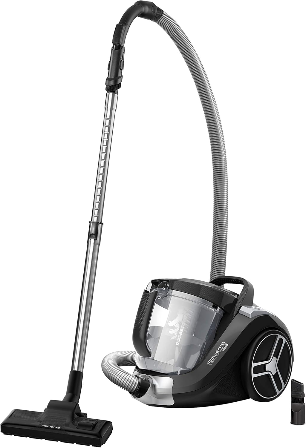 Rowenta RO4825 beutelloser Bodenstaubsauger Compact Power XXL | 550 Watt | 2,5L Staubvolumen | Kompakt & leise | Extreme Saugleistung | Hocheffizienter Saugkopf | Schwarz/Grau