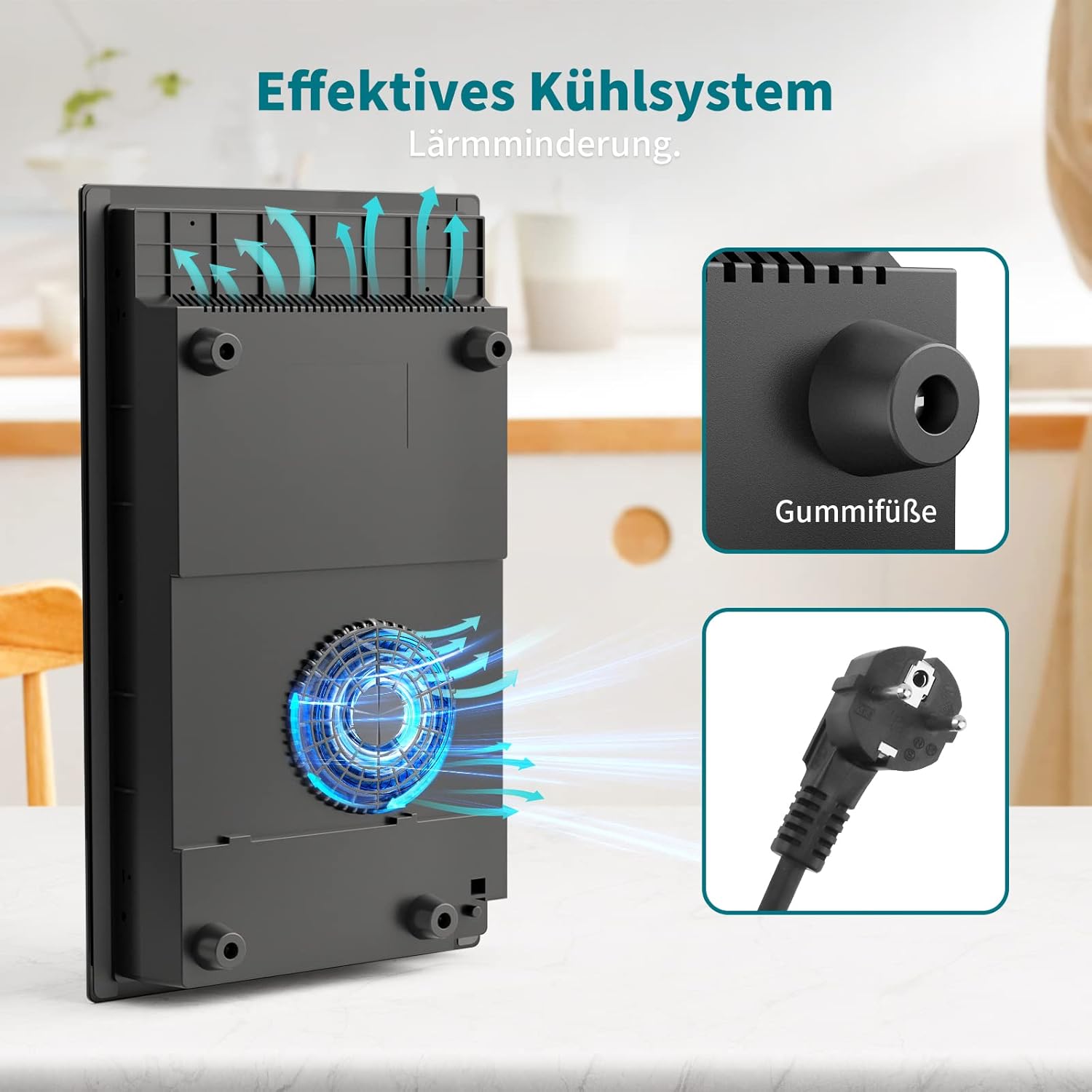 IsEasy 4 Zonen Einbau Induktionskochfeld mit 9 Leistungsstufen &1-99Min Timer, Boost-Funktion, Induktionskochplatte, Induktion Herdplatte mit 4 Platten, 60cm, 6800W, Schwarz