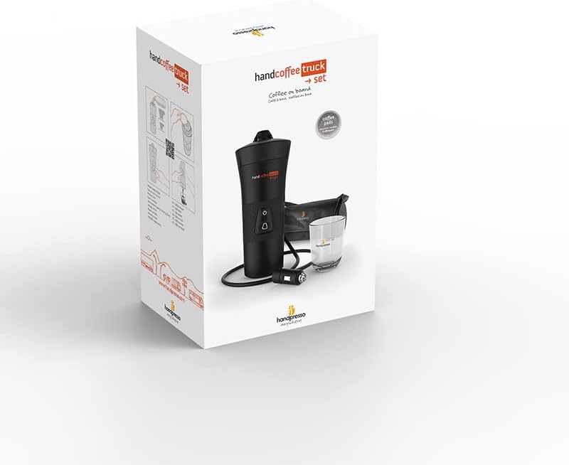 Handpresso Lkw Kaffeemaschine 24V Handcoffee Truck Set 21012 - Pack 24V Kaffeemaschine Lkv mit Tasse une Tasche | Senseo Pads-Kaffeemaschine für Lkw 24 volt | 24V Reise Kaffeemaschine pads für Lkw